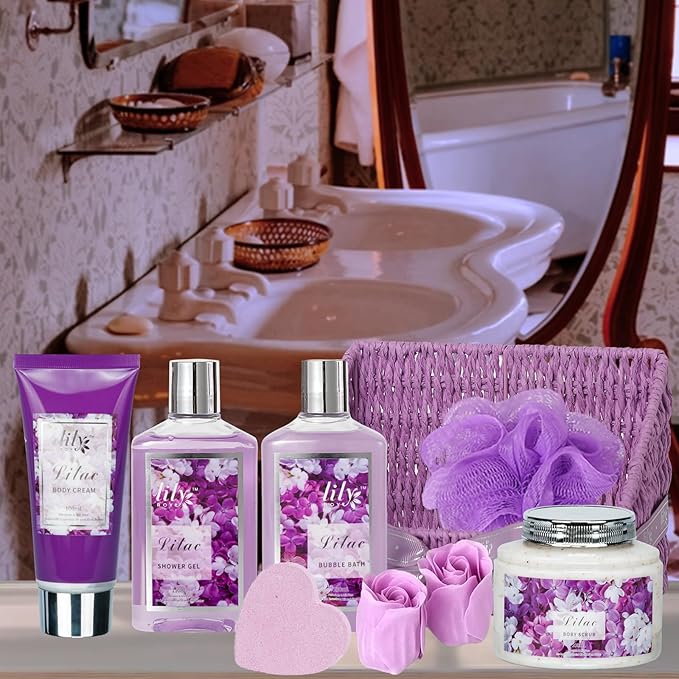 Christmas Gifts for Women - 9 Pcs Lavender Luxury Bath and Body Gift Basket Set Spa Gift Basket Set for Women, Gift Baskets | Perfect Valentine's, Birthday, Mothers Day Gift Set for Mom All Occasion