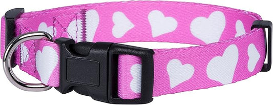 Native Pup Valentine’s Dog Collar- Valentines Day Pet Collars- Valentine Girly Hearts- Pink Red Heart- Cute Boy Girl Puppy Gift- Adjustable for Small, Medium, Large Breeds (Pink Heart, Large)