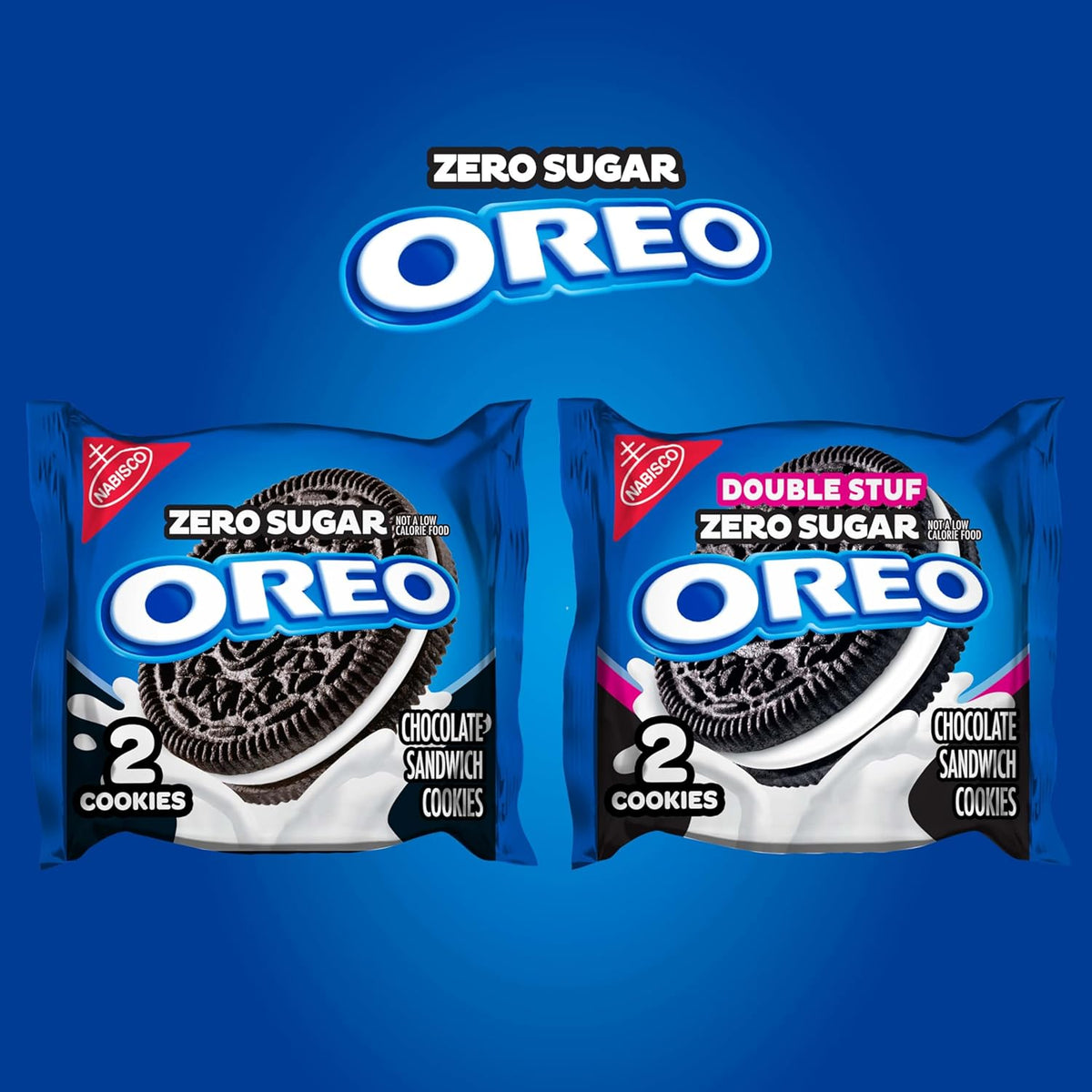 OREO Zero Sugar and OREO Double Stuf Zero Sugar Chocolate Sandwich Cookies Variety Pack, 20 Snack Packs (2 Cookies Each)