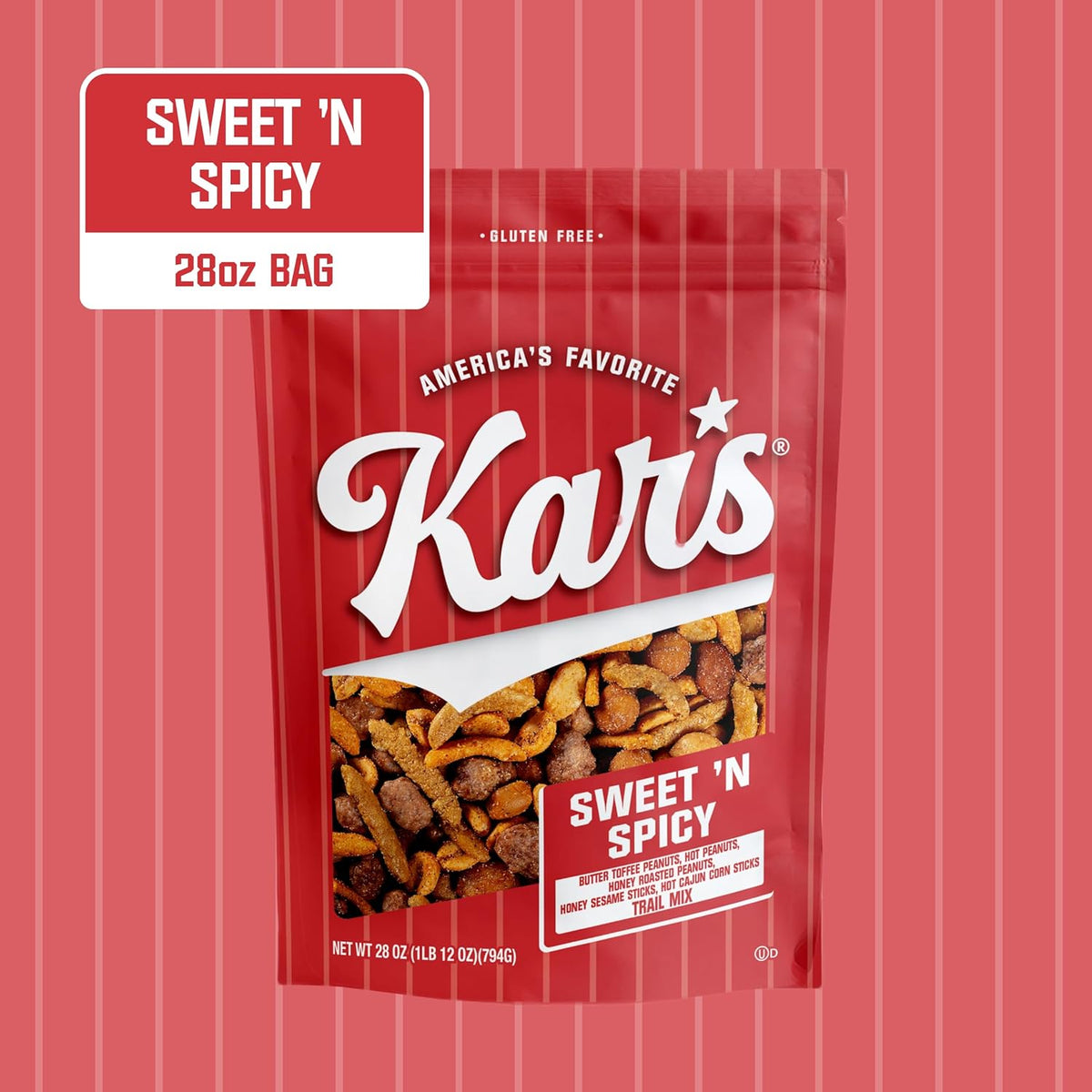 Kar’s Nuts Sweet 'N Spicy Trail Mix, 28 oz – Resealable Pouch (Pack of 1), Gluten-Free Snack Mix