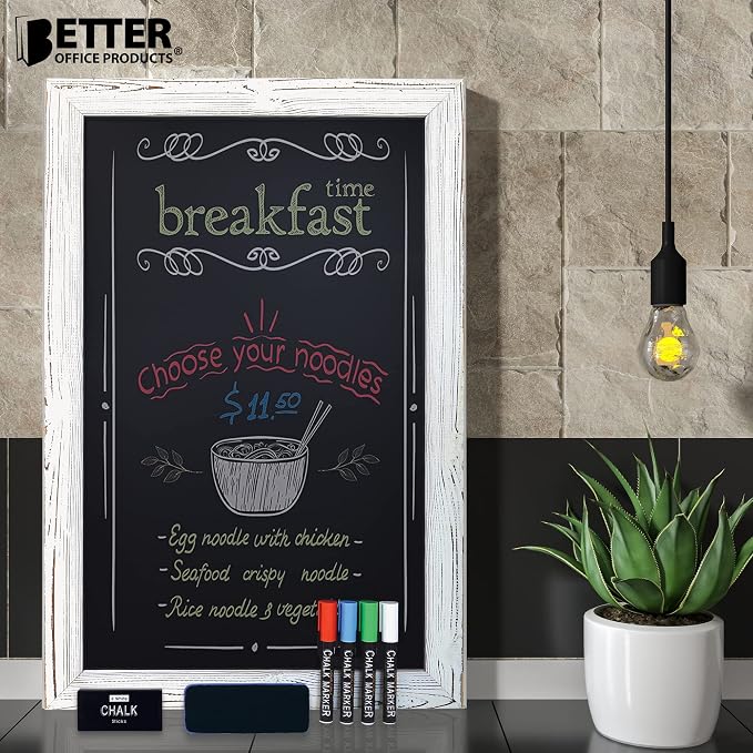 Better Office Products Magnetic Wall Chalkboard, X Large Size 20" x 30"