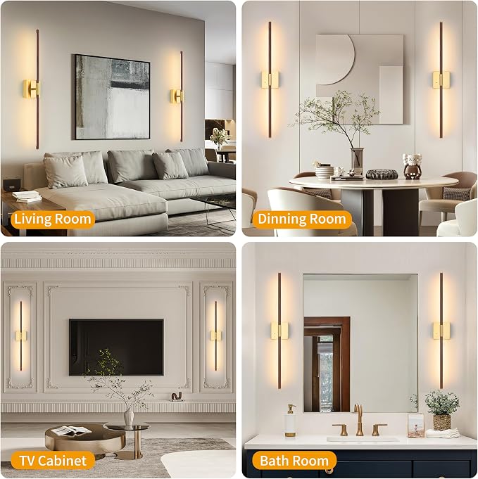 Morauroral 36 Inch Battery Operated Wall Sconces Set of 2, Dimmable Battery