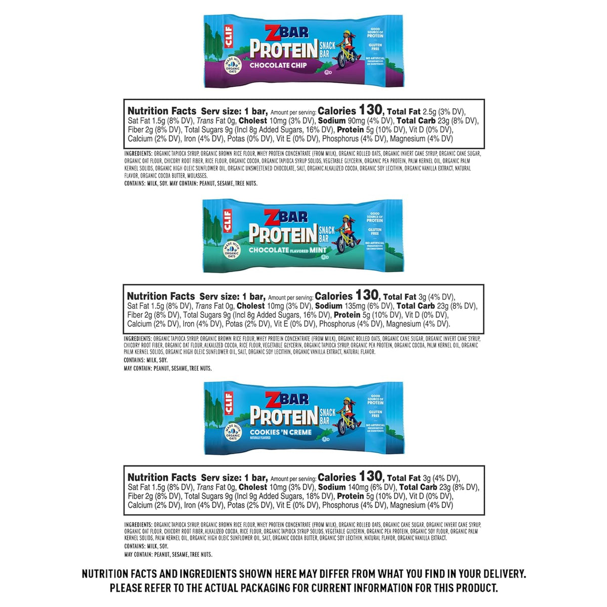 Zbar + Zbar Protein Variety Pack - Soft-Baked Energy and Protein Snack Bars with Organic Oats - 6 Flavors - Granola Bars - Snacks for Kids (16 Pack)