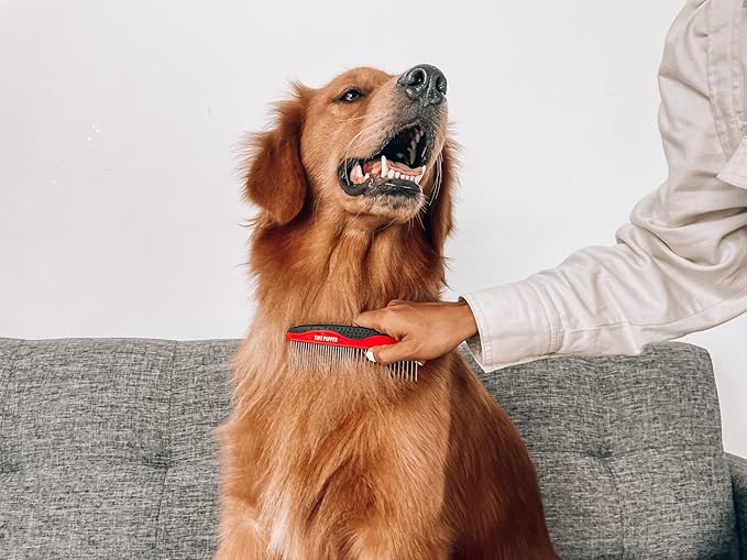 Tuff Pupper Dog Grooming Comb Set | Easily & Safely Remove Matted Knotted Hair | Ergonomic Pet Detangling Combs | No-Slip Safety Handle | Rounded Tips Prevent Scratching | For Poodles & Curly Hair