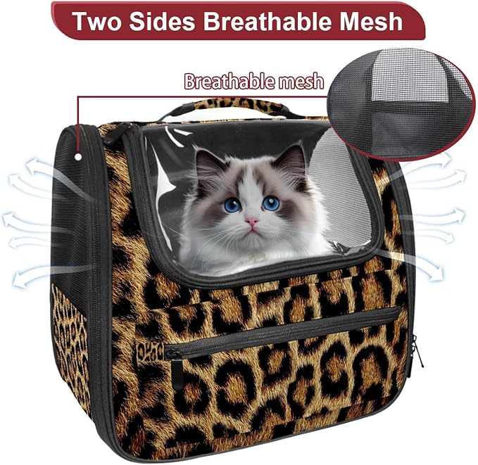 Animal Leopard Print (1) Cat Carrier Backpack,900D Wear-Resistant Oxford Fabric, Dog Carrier Cat Backpacks Suitable for Travel