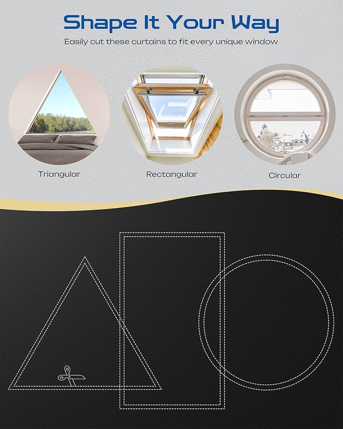 65" W x 84" L 100% Blackout Curtains, Total Darkness No-Drill Black Out Window