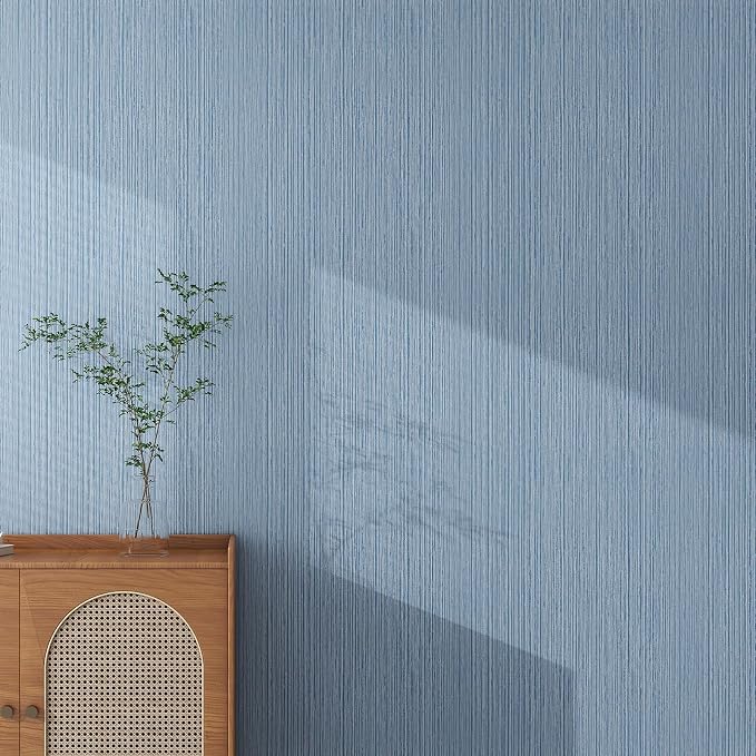 Grasscloth Textured Wallpaper Blue Peel and Stick 24inX393in Fabric Wall Paper