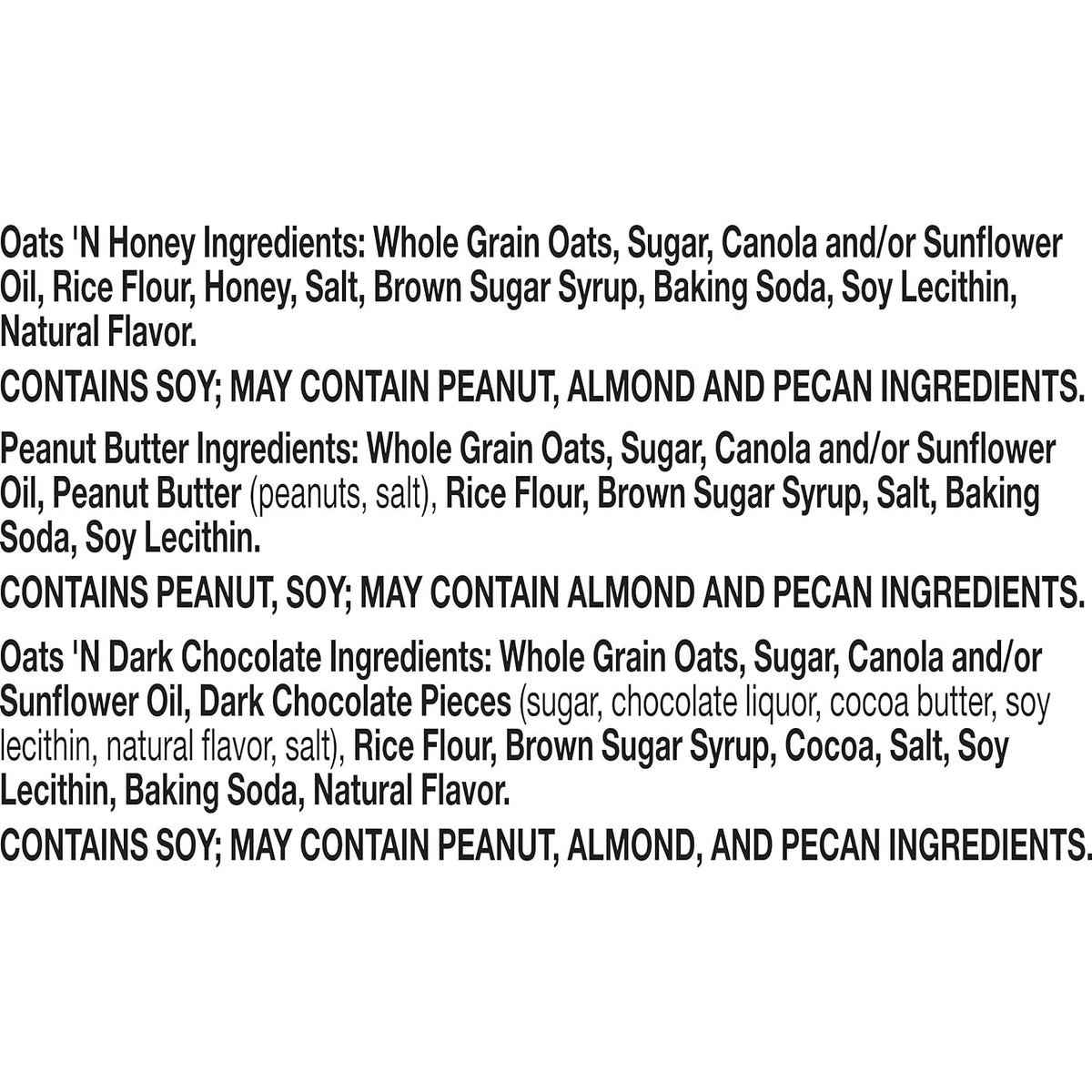 Nature Valley Crunchy Granola Bars, Oats & Honey, Peanut Butter, Oats & Dark Chocolate, Gluten Free, Value Pack, 60 Bars, 44.7 OZ (30 Pouches)