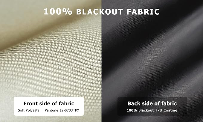 LazBlinds 100% Blackout Door Curtain, No Tools No Drill Cordless Blinds