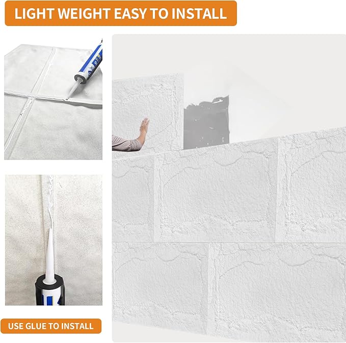 3D Faux Stone Wall Panels, Lightweight & Waterproof Accent Marble Stone Skin