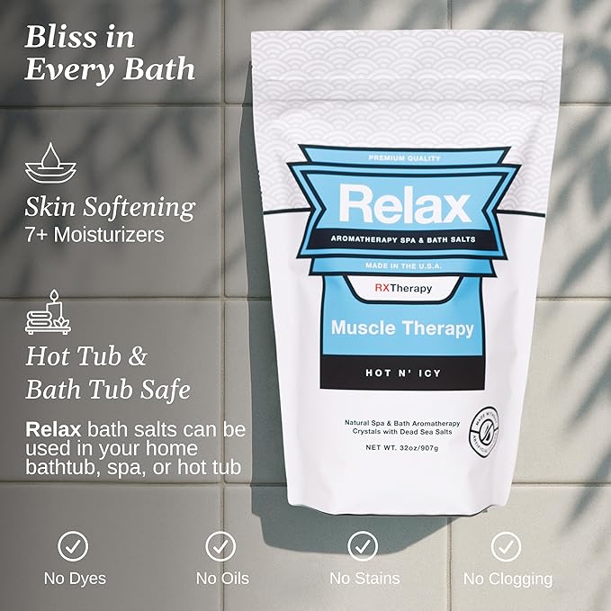 Relax Spa & Bath, Epsom & Dead Sea Salts, Aromatherapy Bath Salts for Hot Tub, Bath, or Spa, Infused with Magnesium, Muscle Therapy