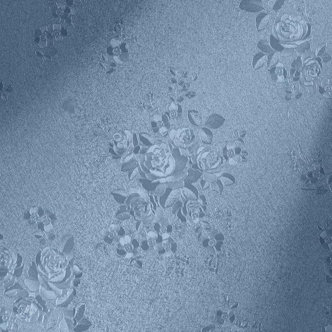 Erfoni 197"x17.7" Grey Blue Peel and Stick Wallpaper Thicken Floral Embossed