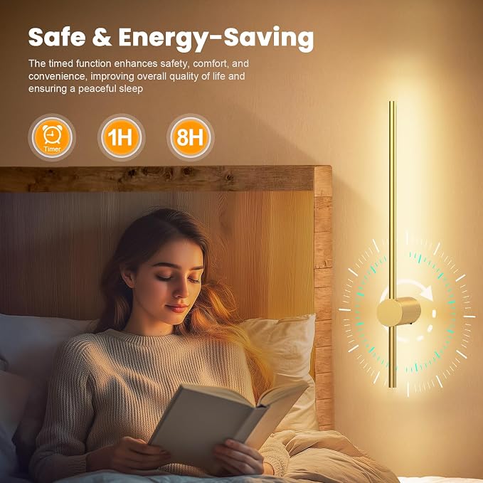 NIORSUN 24 Inch Battery Operated Wall Sconce Set of 2, 10 Colors Dimmable