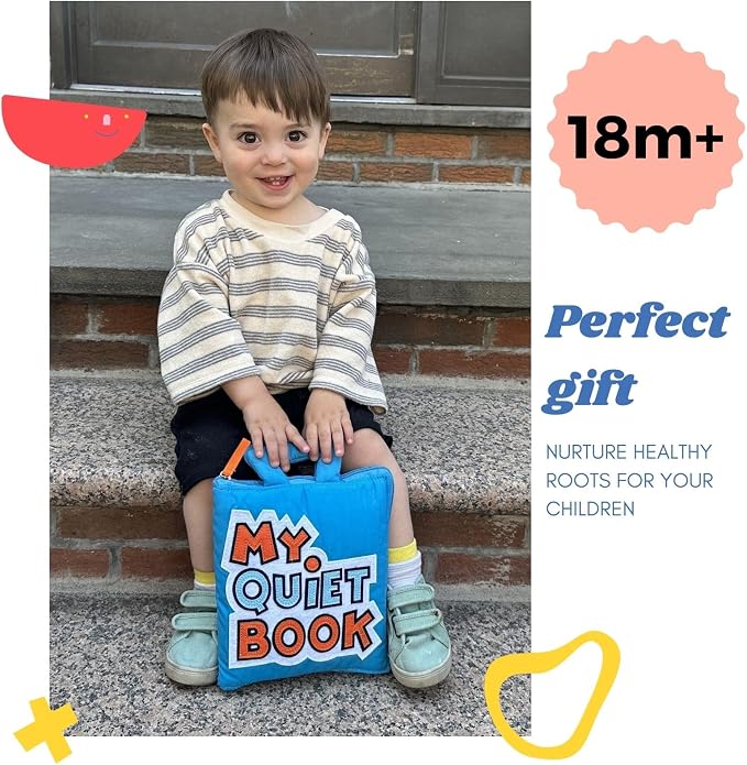 My Quiet Book, Toddler Plane Busy Board Book, All Parts Attached, Ages 2-4 | BAVY Montessori busy board, quiet book, car and airplane, 10 activities, ages 2 to 4, quiet time toy, birthday gift idea