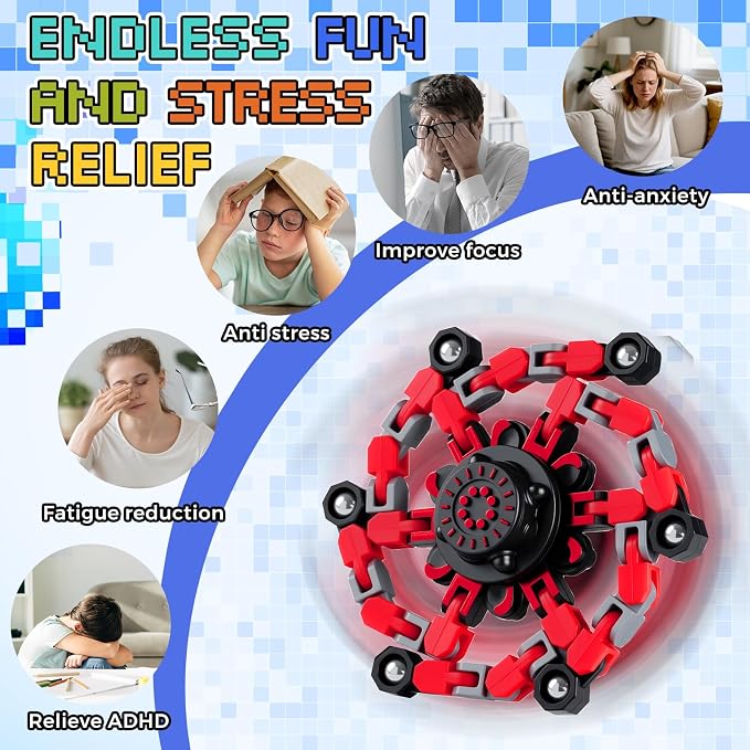36PCS Transformable Fidget Spinners,Fidget Party Favors,Sensory Bulk Robot Fidget Stress Relief Toys for Kids Boys Girls 8-12,Fingertip Gyros Sensory Toys for ADHD