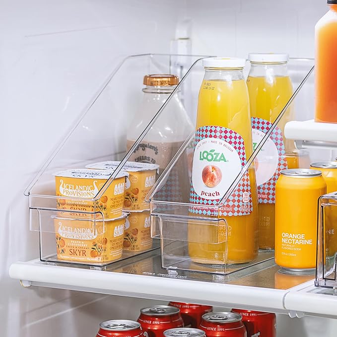 Sorbus Roll Out Bottle Organization Bins - Pantry Under Sink Organizer with Wheels & Handles, Clear Plastic Organizing Containers for Bottles & Cleaning Supplies - Kitchen Cabinet Laundry Room Storage