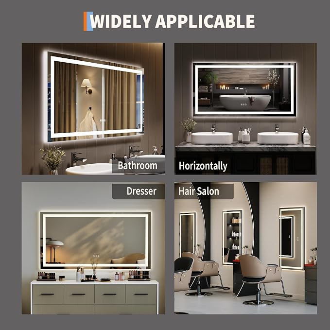 LED Bathroom Mirror 50 x 26 inch, Lighted Bathroom Vanity Mirror