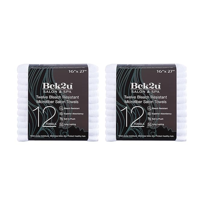 Arkwright Bleach Proof Salon Towels Bulk - Pack of 24 - Ultra Soft, Gentle Microfiber, Highly Absorbent & Quick Dry Spa Facial Towel for Hair Stylist, Nail Shop, and Esthetician, 16 x 27 in, White