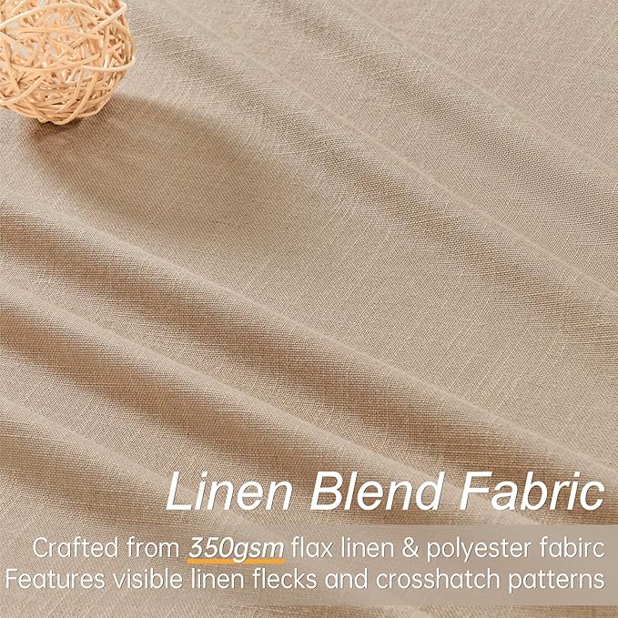 Topfinel Pinch Pleated Curtains 96 Inch Long, 100% Blackout Thermal Insulated Natural Linen Pinch Pleat Viral Drapes with Hooks Rings 2 Panel Sets, Neutral Birch Ivory 8FT Back Tab Window Curtains