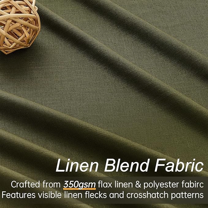 Topfinel 90 Inches Long Olive Green Curtains for Bedroom,Linen Pinch Pleat Light Blocking Forest Green Curtains, Room Darkening Modern Spring Hunter Green Moody Drapes 2 Panels Set with Hooks Rings