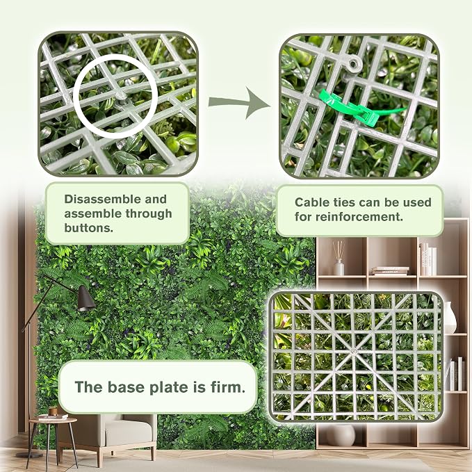 Artificial Green Boxwood Grass Wall Roll: 40"x120" UV Protected Ivy Privacy