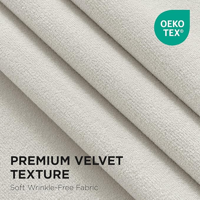 Joydeco White 100% Blackout Curtains 84 Inch 2 Panels, Luxury Thermal White Velvet Curtains for Bedroom Living Room, Soundproof Blackout Window Drapes, Grommet Top (52W x 84L)
