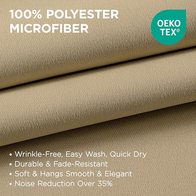 Joydeco Blackout Curtains 54 Inch Length 2 Panels Set, Thermal Insulated Long Curtains& Drapes 2 Burg, Room Darkening Grommet Drapes for Living Room Bedroom Window (W52 x L54 Inch, Beige)