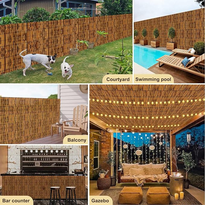 Reed Fencing Rolls, Patio Privacy Screen 5 Feet High, Decorative Bamboo Fence