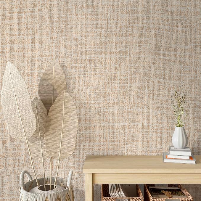 Guvana Grasscloth Peel and Stick Wallpaper Beige Textured Contact Paper Modern