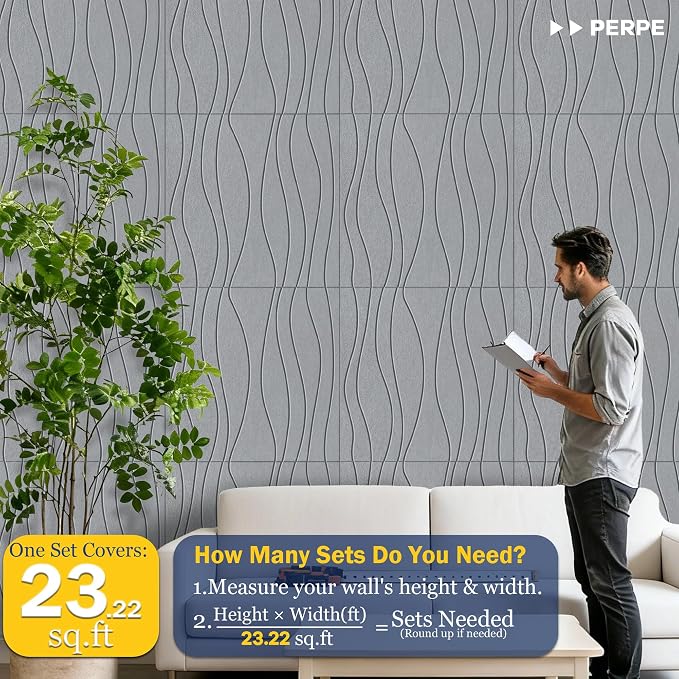 6 PCS Acoustic Panels, 23.6x23.6'' Self-Adhesive Soundproof Wall Panels