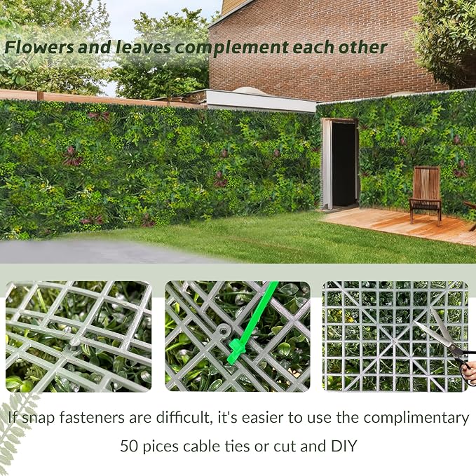 Artificial Grass Wall Boxwood Plant Panel: 20"x20" UV Resistant Green Leaves