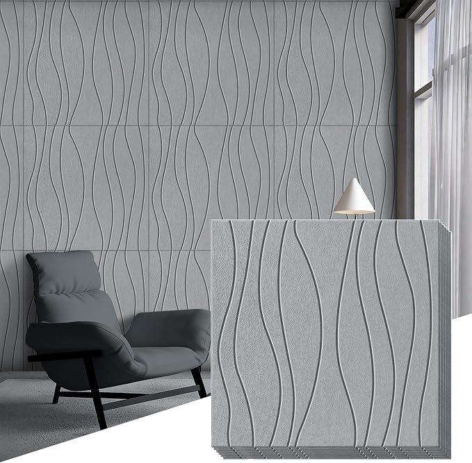 6 PCS Acoustic Panels, 23.6x23.6'' Self-Adhesive Soundproof Wall Panels