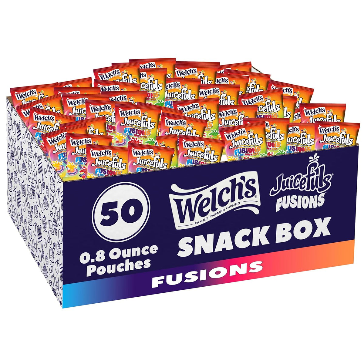 Welch's Fruit Snacks, Juicefuls Fusions, Three Unique Flavor Snack Packs, Citrus Surge, Tropical Tornado, Original Fruits, Gluten Free, No Artificial Dyes & Flavors, 0.8oz (Pack of 50)