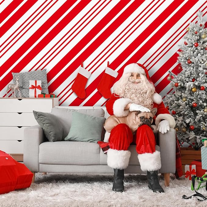 Kochorie 100 Ft x 54 Inch Christmas Candy Cane Striped Tablecloth Roll