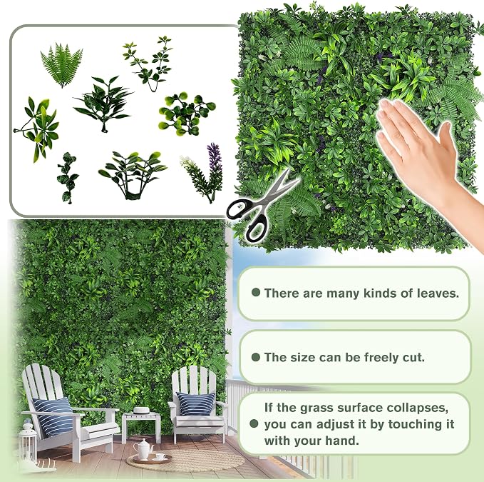 Artificial Green Boxwood Grass Wall Roll: 40"x120" UV Protected Ivy Privacy