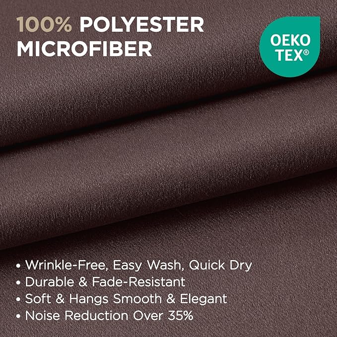 Joydeco Blackout Curtains 54 Inch Length, Thermal Insulated Long Curtains& Drapes 2 Burg, Room Darkening Grommet Curtains for Living Room Bedroom Window (52W x 54L inch x 2 Panels, Chocolate)