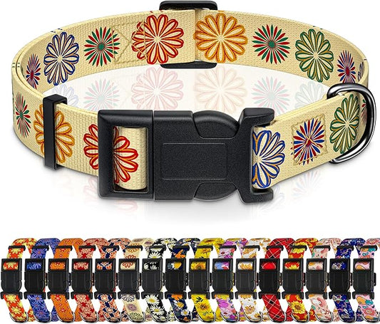 Dog Collar, Classical Indian Spirit Boys Girls Puppy Collar for Small Medium Large Dogs, Adjustable Soft Indian Pet Collar with Safety Buckle for Male Females(Beige,XL)
