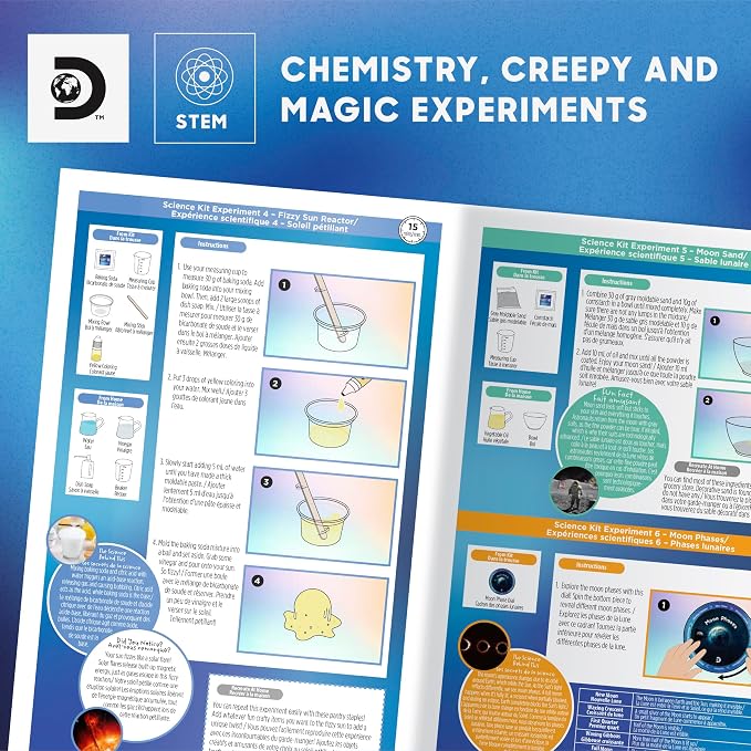 Discovery 3-in-1 Science Station for Kids| 84 Science Experiment Kit| Erupting Volcano, Glow Slime, Brain Dissection, Magic Potions| STEM Chemistry Activity Set| Educational Learning Toy| Gift Ages 8+
