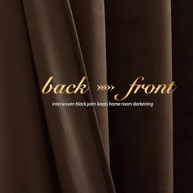 NICETOWN Brown Velvet Curtains, Thermal Insulated Sound Reducing Heavy Matt