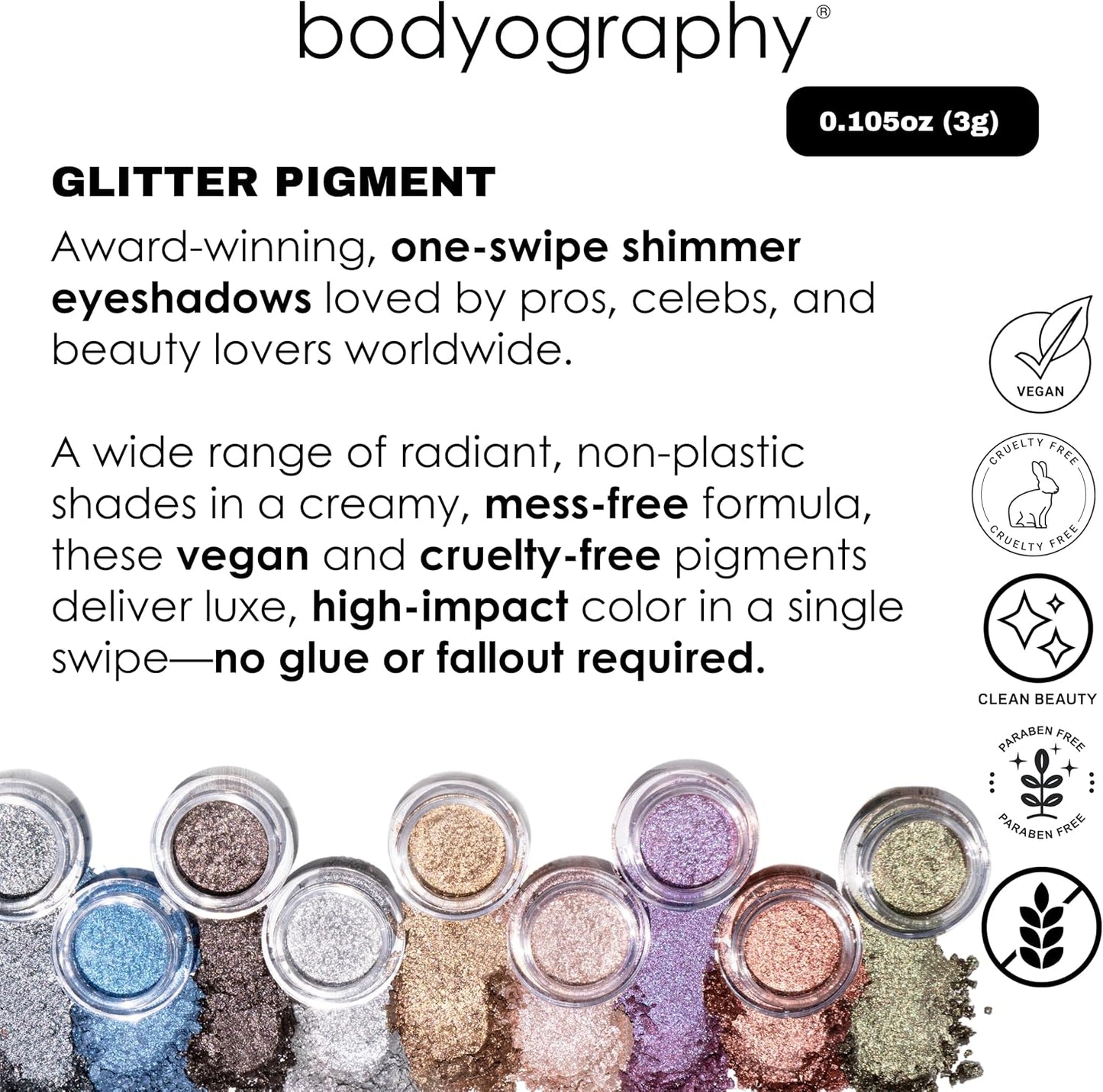 Bodyography Glitter Pigment - Bubbly Yellow Gold for Women - 0.105 oz Eye Shadow