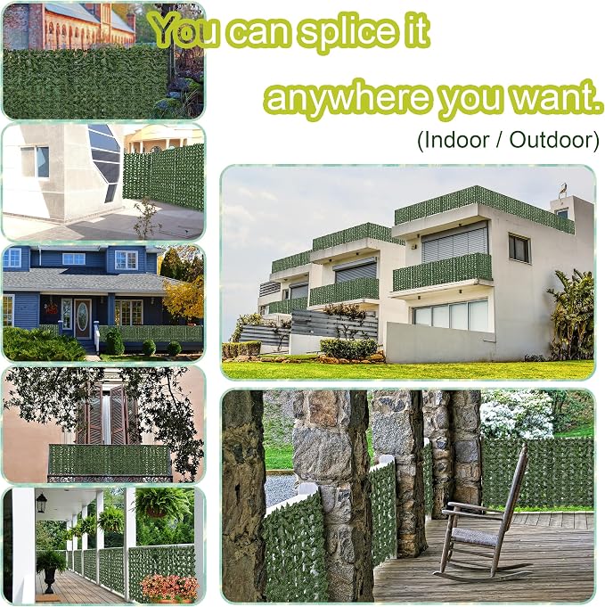 Artificial Ivy Privacy Fence Screen:120 "x 40" Anti-Ultraviolet Artificial