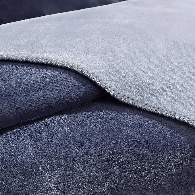 Calvin Klein - King Blanket, Super Soft Plush Bedding, Luxury Bed Blanket, Oeko-Tex Certified (Modern Reversible Solid Blue, King)