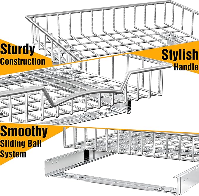 Simple Houseware Under Cabinet Pull Out Sliding Shelf Drawer Organizer, 21" D x 14" W