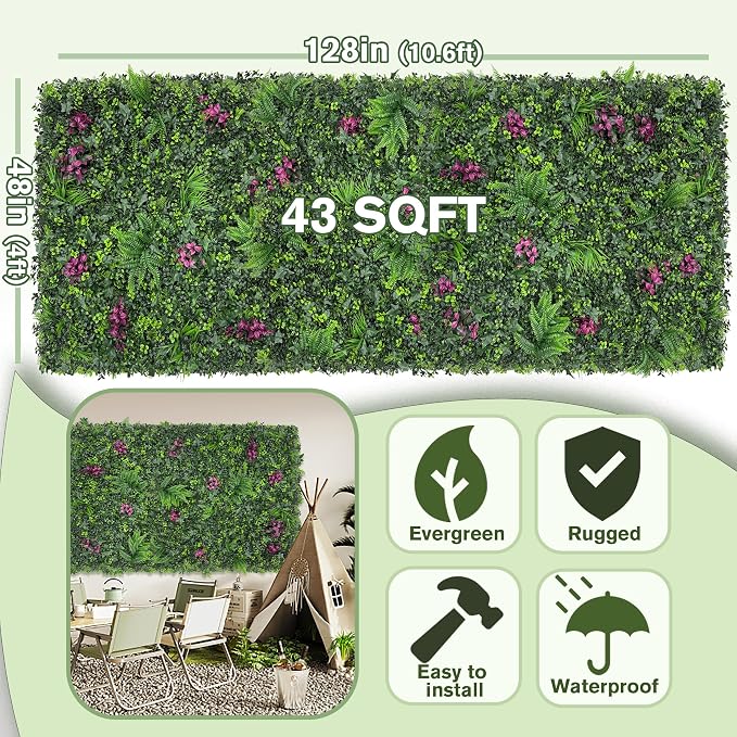 Greenery Grass Wall Boxwood Plant Roll: 48"x128"