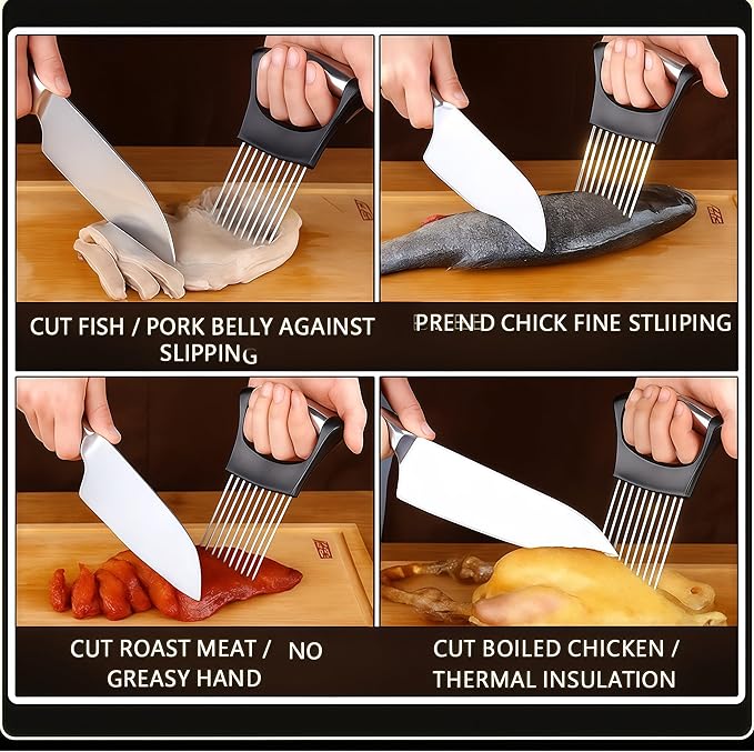 2025 Upgraded Onion Slice, New Stainless Steel Onion Chopper for Slicing, Chopper Slice Assistant Tool, Cutter for Slicing of Meat, Onion, Potato, Tomato Kitchen Gadgets (2)