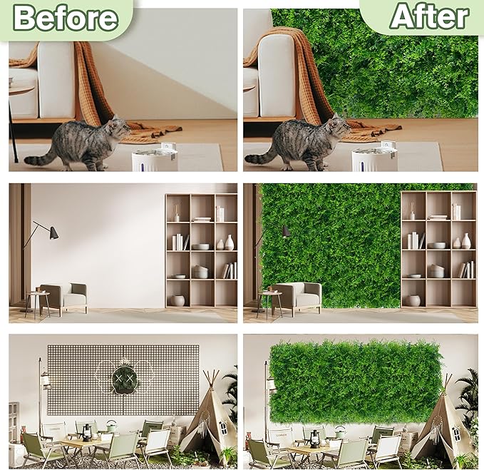 Greenery Faux Grass Wall Backdrop 40"x120"（33.5 SQFT） UV-Anti Artificial Green