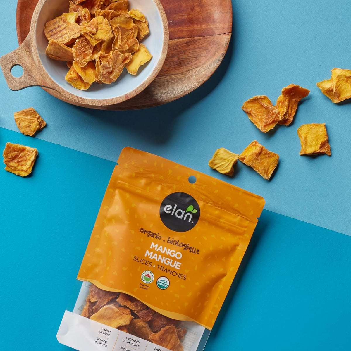 Elan Organic Dried Mango Slices, 4.4 oz, Sulphite-free, No Sugar Added, Non-GMO, Vegan, Gluten-Free, Kosher, Healthy Dried Fruit Snacks
