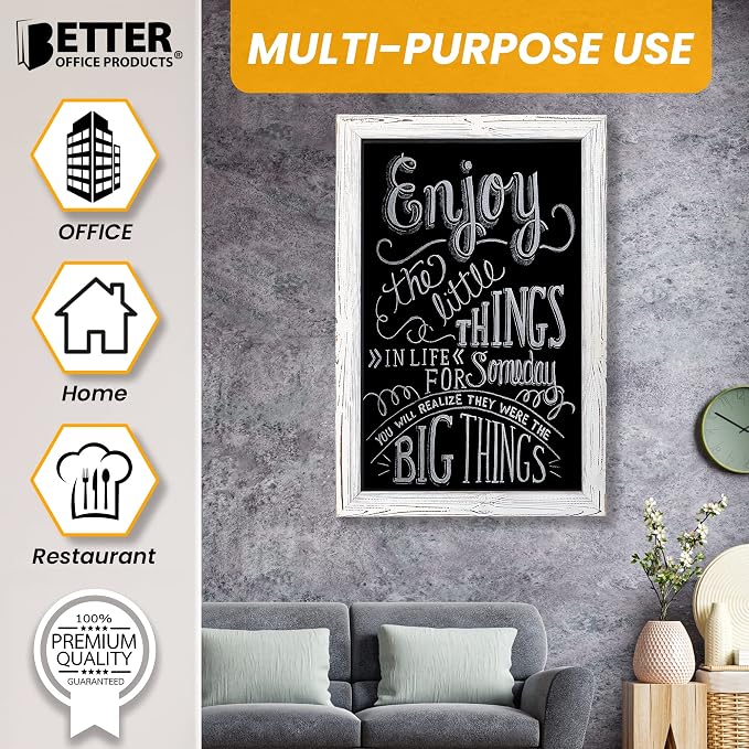 Better Office Products Magnetic Wall Chalkboard, X Large Size 20" x 30"