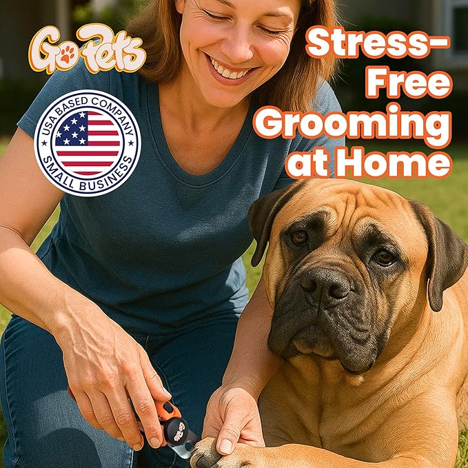GoPets Nail Clipper for Large Sized Pets, Quick Sensor Safety Guard, Heavy Duty Trimmer for Thick Nails, Stainless Steel Blades, Grooming Tool for Dogs & Cats, Non-Slip Handle, Built-in Nail File