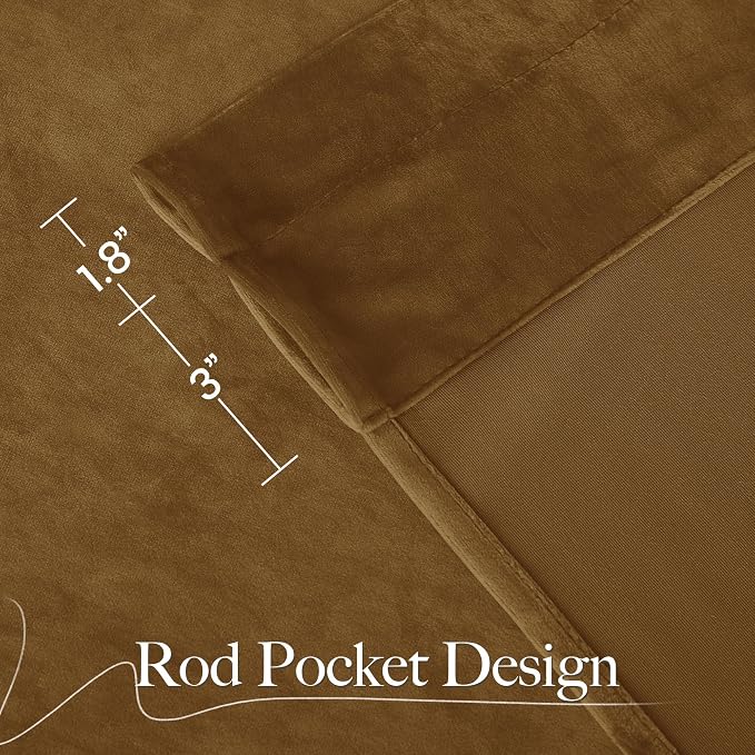 NICETOWN Gold Brown Velvet Curtains